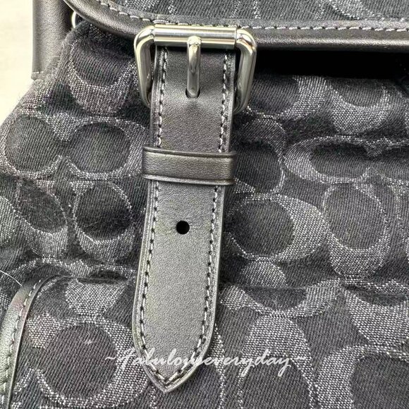 Coach Men's Sprint Backpack In Signature Denim In Silver/Black CAJ57  $745 - Picture 8 of 14